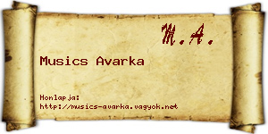 Musics Avarka névjegykártya